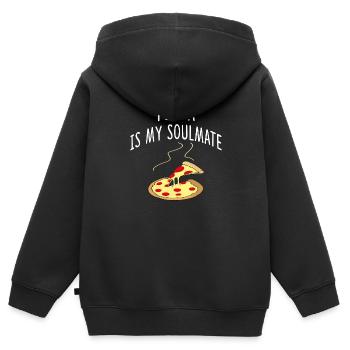 Pizza - Kinder Premium Organic Zip Hoodie - Schwarz - Hinten - AI Model Kid Male (0cm)