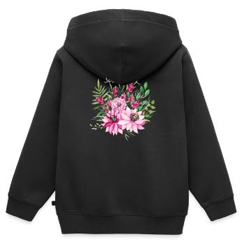 bouquet v1 - Sweat Premium à capuche zippé enfant bio - noir - Dos - AI Model Kid Male (0cm)