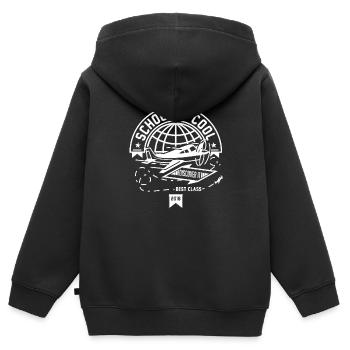 L'école est cool - Sweat Premium à capuche zippé enfant bio - noir - Dos - AI Model Kid Male (0cm)