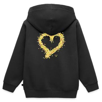 Herz gelb - Kinder Premium Organic Zip Hoodie - Schwarz - Hinten - AI Model Kid Male (0cm)
