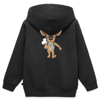 school dog - Kids Premium Organic Zip-up Hoodie - black - Back - AI Model Kid Male (0cm)