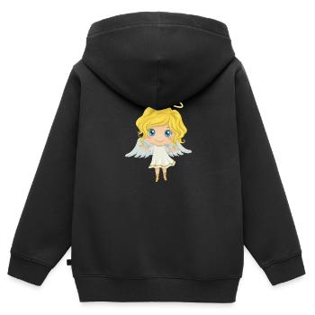 Engel - Kinder Premium Organic Zip Hoodie - Schwarz - Hinten - AI Model Kid Male (0cm)