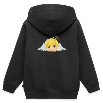 Süsser Schutzengel - Kinder Premium Organic Zip Hoodie - Schwarz - Hinten - AI Model Kid Male (0cm)