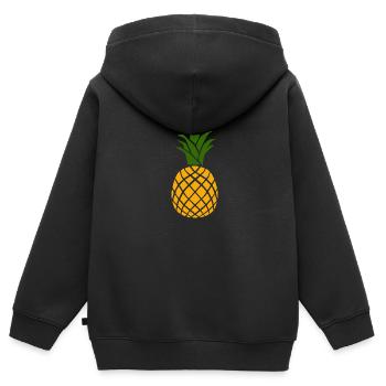 ananas - Sweat Premium à capuche zippé enfant bio - noir - Dos - AI Model Kid Male (0cm)