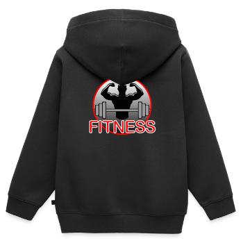 Fitness - Kinder Premium Organic Zip Hoodie - Schwarz - Hinten - AI Model Kid Male (0cm)