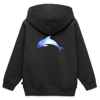 Delphin - Kinder Premium Organic Zip Hoodie - Schwarz - Hinten - AI Model Kid Male (0cm)
