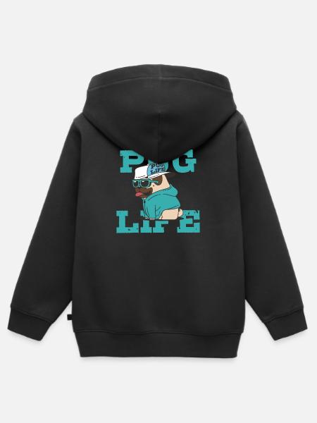 Pug Life - Sudadera Premium con capucha y cremallera infantil orgánica - negro