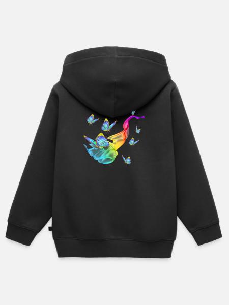 Regenbogen Schmetterlinge - Kinder Premium Organic Zip Hoodie - Schwarz