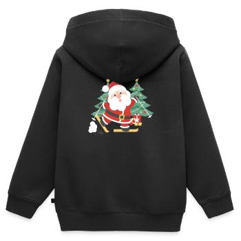 Ski Noël Nikolaus Arbres de Noël - Sweat Premium à capuche zippé enfant bio - noir - Dos - AI Model Kid Male (0cm)