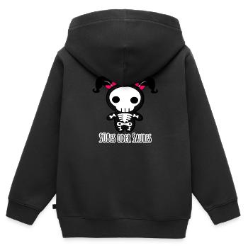 Sweet ou traiter des tresses roses squelettiques de Helloween - Sweat Premium à capuche zippé enfant bio - noir - Dos - AI Model Kid Male (0cm)