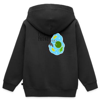 Handy - Kinder Premium Organic Zip Hoodie - Schwarz - Hinten - AI Model Kid Male (0cm)