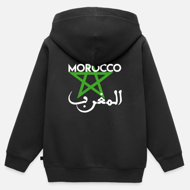 Maroc - Sweat Premium à capuche zippé enfant bio - noir