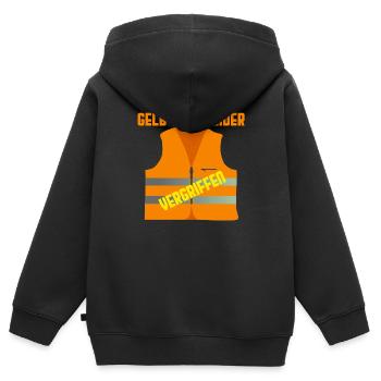 Die gelbe Warnweste war leider aus Gelbe Westen - Kinder Premium Organic Zip Hoodie - Schwarz - Hinten - AI Model Kid Male (0cm)