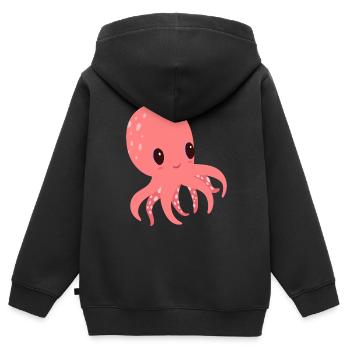 Poulpe doux - Sweat Premium à capuche zippé enfant bio - noir - Dos - AI Model Kid Male (0cm)