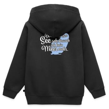 Wenn ich den See seh Berzdorfer See - Kinder Premium Organic Zip Hoodie - Schwarz - Hinten - AI Model Kid Male (0cm)