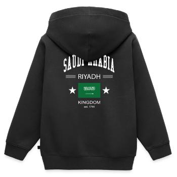 Saudi Arabien - Kinder Premium Organic Zip Hoodie - Schwarz - Hinten - AI Model Kid Male (0cm)