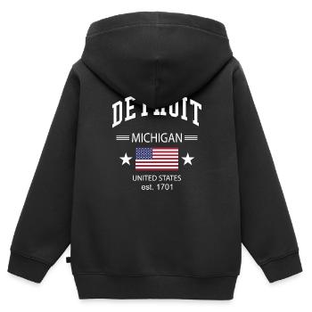 Detroit - Kinder Premium Organic Zip Hoodie - Schwarz - Hinten - AI Model Kid Male (0cm)