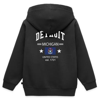 Detroit - Kinder Premium Organic Zip Hoodie - Schwarz - Hinten - AI Model Kid Male (0cm)