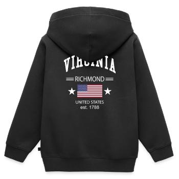 Virginia - Kinder Premium Organic Zip Hoodie - Schwarz - Hinten - AI Model Kid Male (0cm)