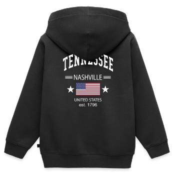 Tennessee - Kinder Premium Organic Zip Hoodie - Schwarz - Hinten - AI Model Kid Male (0cm)