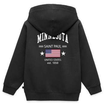 Minnesota - Sweat Premium à capuche zippé enfant bio - noir - Dos - AI Model Kid Male (0cm)