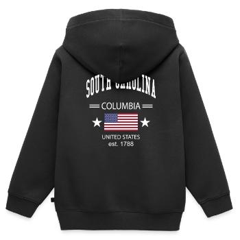 South Carolina - Kinder Premium Organic Zip Hoodie - Schwarz - Hinten - AI Model Kid Male (0cm)