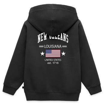 Nouvelle-Orléans - Sweat Premium à capuche zippé enfant bio - noir - Dos - AI Model Kid Male (0cm)