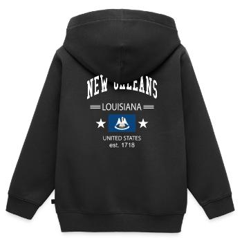Nouvelle-Orléans - Sweat Premium à capuche zippé enfant bio - noir - Dos - AI Model Kid Male (0cm)