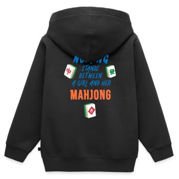 Rien ne s’oppose à AGirl et son Mahjong Funn - Sweat Premium à capuche zippé enfant bio - noir - Dos - AI Model Kid Male (0cm)