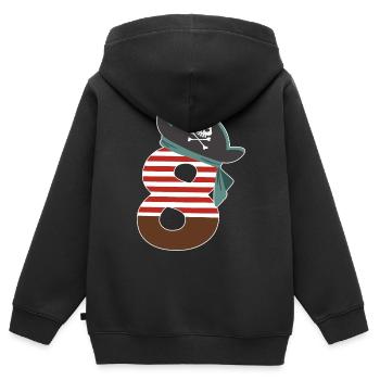 Ich bin Acht 8 / Pirat Geburtstag Party Geschenk - Kinder Premium Organic Zip Hoodie - Schwarz - Hinten - AI Model Kid Male (0cm)