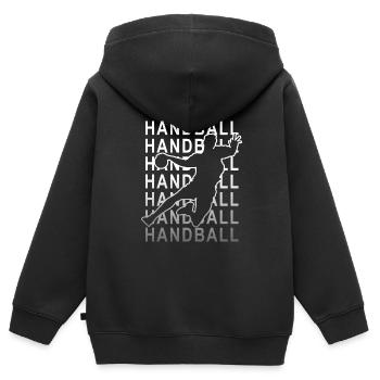 Handball Verlauf - Kinder Premium Organic Zip Hoodie - Schwarz - Hinten - AI Model Kid Male (0cm)