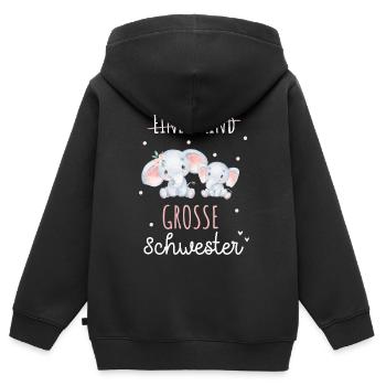 Große Schwester 2024 Herz Elefant Tiere - Kinder Premium Organic Zip Hoodie - Schwarz - Hinten - AI Model Kid Male (0cm)