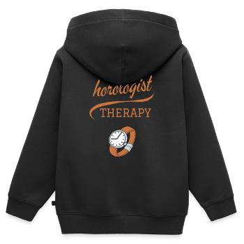 UHRMACHER THERAPIE UHRENSAMMLER - Kinder Premium Organic Zip Hoodie - Schwarz - Hinten - AI Model Kid Male (0cm)