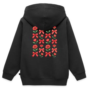 Mohnblume Schleife für Damen - Kinder Premium Organic Zip Hoodie - Schwarz - Hinten - AI Model Kid Male (0cm)