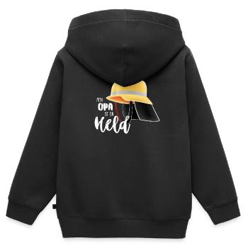 Mein Opa ist ein Held - Feuerwehr Helm - Kinder Premium Organic Zip Hoodie - Schwarz - Hinten - AI Model Kid Male (0cm)