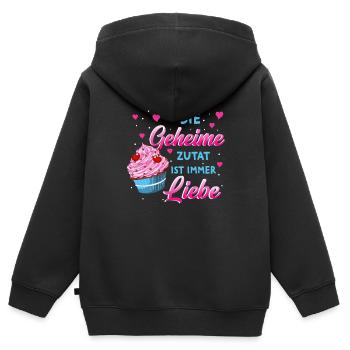 Bäckerin Bäcker Lustiger Spruch Konditorin - Kinder Premium Organic Zip Hoodie - Schwarz - Hinten - AI Model Kid Male (0cm)