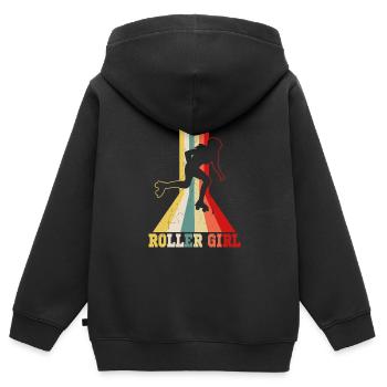 Roller fille patins à roulettes roller derby fille - Sweat Premium à capuche zippé enfant bio - noir - Dos - AI Model Kid Male (0cm)