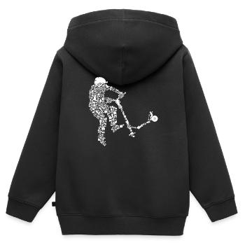 Cadeau de scooter cascadeur - Sweat Premium à capuche zippé enfant bio - noir - Dos - AI Model Kid Male (0cm)