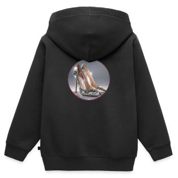 Talons hauts,Paillettes,Argent,Chaussures,Paillettes,Glamour - Sweat Premium à capuche zippé enfant bio - noir - Dos - AI Model Kid Male (0cm)