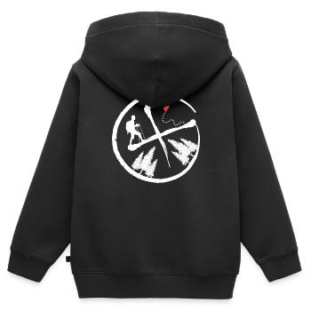 geocache geocacher schnitzeljagd im wald - Kinder Premium Organic Zip Hoodie - Schwarz - Hinten - AI Model Kid Male (0cm)