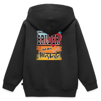 Bester Bruder Best Brother - Kinder Premium Organic Zip Hoodie - Schwarz - Hinten - AI Model Kid Male (0cm)