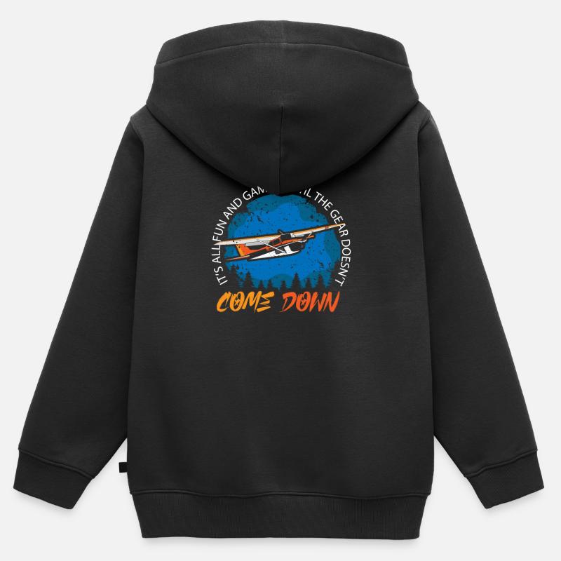 Pilote Capitaine Pilote Planeur - Sweat Premium à capuche zippé enfant bio - noir