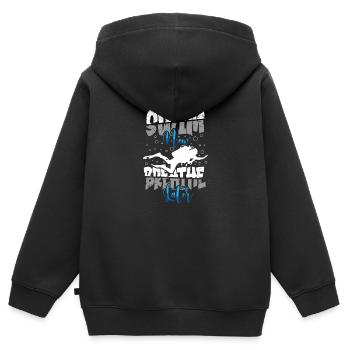 Schwimmer Präsent Wassersport Schwimmen Tauchen - Kinder Premium Organic Zip Hoodie - Schwarz - Hinten - AI Model Kid Male (0cm)