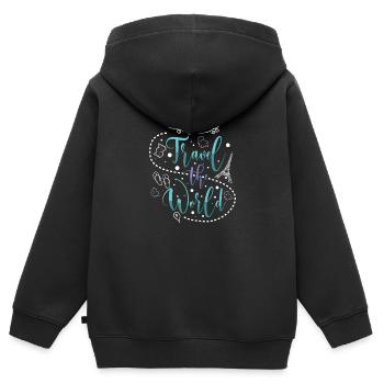 Abenteuer Reisen Präsent Reiseliebhaber - Kinder Premium Organic Zip Hoodie - Schwarz - Hinten - AI Model Kid Male (0cm)