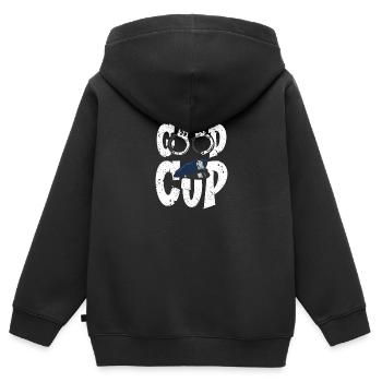 Un policier présente un agent d’application de la loi de la police - Sweat Premium à capuche zippé enfant bio - noir - Dos - AI Model Kid Male (0cm)