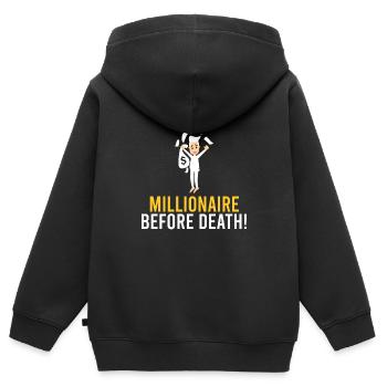 Millionär vor dem Tod! - Kinder Premium Organic Zip Hoodie - Schwarz - Hinten - AI Model Kid Male (0cm)