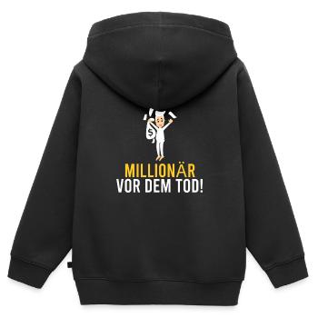 Millionär vor dem Tod! - Kinder Premium Organic Zip Hoodie - Schwarz - Hinten - AI Model Kid Male (0cm)