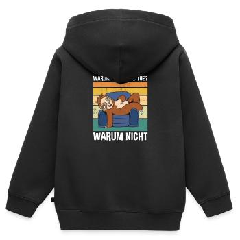 Warum Ich Nichts Tue? Warum Nicht Süßes Faultier - Kinder Premium Organic Zip Hoodie - Schwarz - Hinten - AI Model Kid Male (0cm)