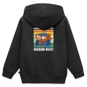 Warum Wir Nichts Tun? Warum Nicht Süßes Faultier - Kinder Premium Organic Zip Hoodie - Schwarz - Hinten - AI Model Kid Male (0cm)