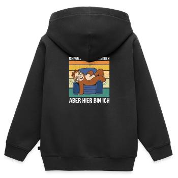 Will Ja Nicht Angeben Aber Hier Bin Ich Faultier - Kinder Premium Organic Zip Hoodie - Schwarz - Hinten - AI Model Kid Male (0cm)